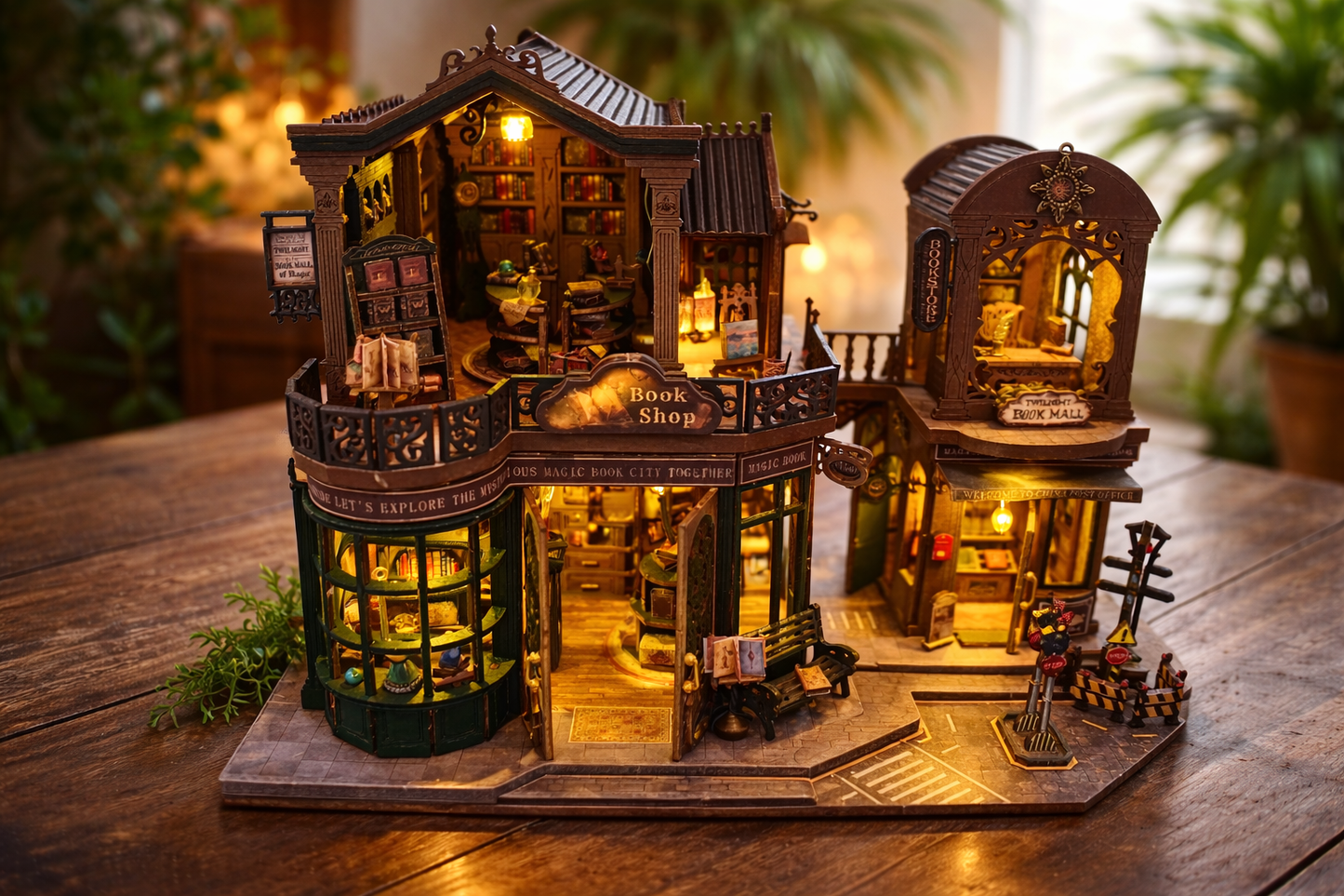 Twilight Book Mall of Magic — Victorian Bookstore District Miniature Kit with LED Lighting