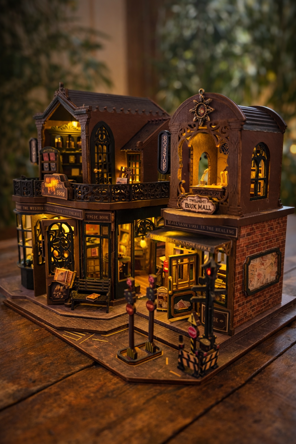 Twilight Book Mall of Magic — Victorian Bookstore District Miniature Kit with LED Lighting